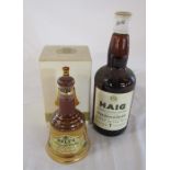 Boxed Bells old scotch whisky in bell decanter 70% 6 3/4 fl ozs & bottle of Haig blended scotch