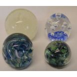 4 glass paperweights including 2 Isle of Wight