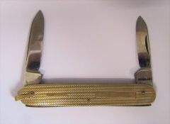 9ct gold pen knife with stainless steel blades Birmingham 1987 total weight 26.6 g