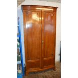 Early 20th century bow fronted mahogany wardrobe Ht 208cm W 98cm D 51cm