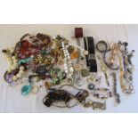 Selection of costume jewellery and watches