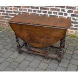 Oak gate leg table with barley twist legs