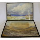 Pair of framed watercolours depicting mountainous landscapes by Watson Charlton 56.5 cm x 40 cm inc.