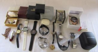 Selection of wrist watches etc inc Fila, Adidas and Pulsar and watch boxes