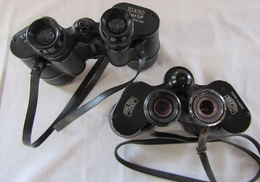Pair of Carl Zeiss Jena 10 x 50 binoculars & a pair of Yashica 10 x 50 binoculars - Image 2 of 3