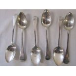 Set of 6 Georgian silver teaspoons London 1831 weight 2.25 ozt