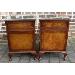 Pair of walnut bedside cabinets with brushing slides L 43 cm H 67 cm D 33 cm