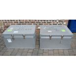 2 large aluminium trunks 97cm 74cm 56cm