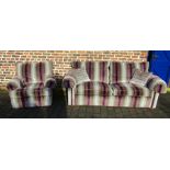 Duresta front sprung Velutti stripe velvet large three seater sofa L 215 cm and chair L 107 cm