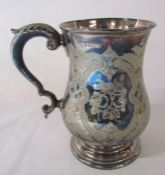 Ornate Victorian silver tankard Sheffield 1873 maker Fenton Bros weight 9.62 ozt H 14 cm