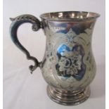 Ornate Victorian silver tankard Sheffield 1873 maker Fenton Bros weight 9.62 ozt H 14 cm