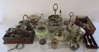Quantity of silver plate inc teapots, candlesticks and cutlery etc
