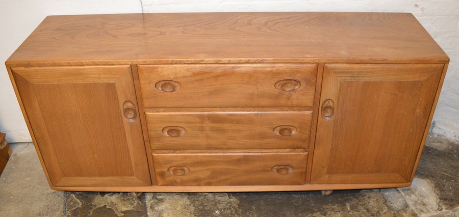 1960's Ercol 3 drawer sideboard with Ercol labels L 156cm D 45cm H 69cm