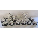 Royal Albert 'Masquerade' pattern coffee and tea set (teapot spout damaged / repaired)