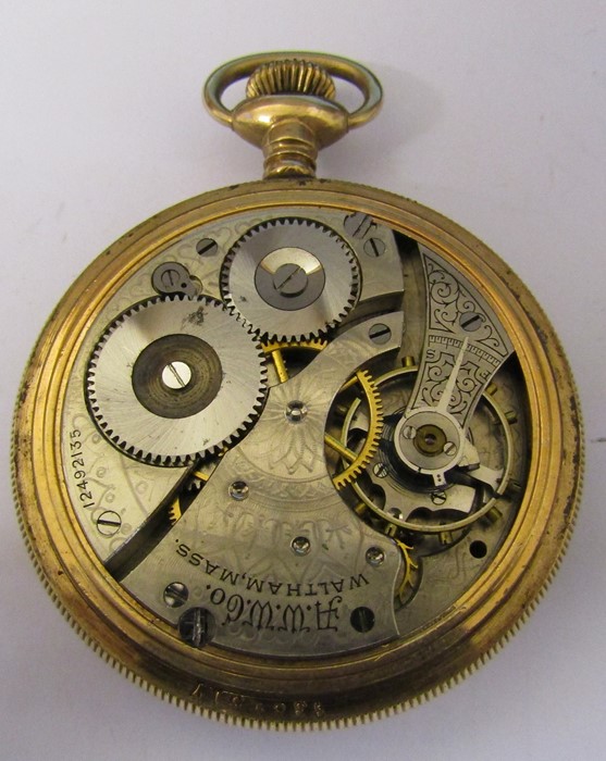 Waltham gold plated pocket watch B&B Royal case, no 12492135 (second hand needs reattaching) - Image 2 of 3