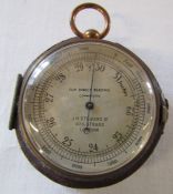 Brass compensated pocket barometer by J H Steward Ltd 306 Strand London for direct reading (