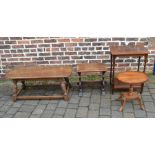 Small yew wood occasional table, occasional table with barley twist legs, coffee table and side