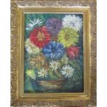 Gilt framed oil on board still life of a vase of flowers 41 cm x 50 cm (size including frame)