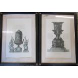 2 large framed architectural etchings by Giacomo Byres and Giovanni Corbet Cavaliere Inglese 71 cm x