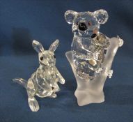 Boxed Swarovski 'Rare encounters - Koalas' H 7.5 cm 955423 and kangeroo with joey 181756