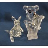 Boxed Swarovski 'Rare encounters - Koalas' H 7.5 cm 955423 and kangeroo with joey 181756