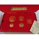 Cased Pobjoy Mint 22ct gold proof coin set issued by Isle of Man Government to commemorate the