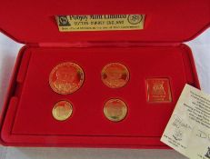 Cased Pobjoy Mint 22ct gold proof coin set issued by Isle of Man Government to commemorate the