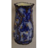 Large blue & white ceramic umbrella stand