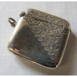 Edwardian silver vesta case Birmingham 1907 weight 0.91 ozt