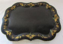 Large Victorian black and gilt paper mache tray L 78 cm D 60 cm (af)