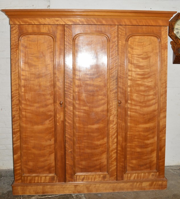 Victorian satinwood wardrobe Ht 209cm W 190cm D 65cm