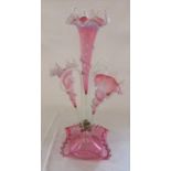 Cranberry glass epergne (af) H 58 cm