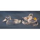 Swarovski crystal mandarin ducks 858736 and a large mallard duck L 9 cm 012723 (all boxed)