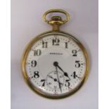 Hamilton gold plated pocket watch with Dueber case, double roller, no 1591738