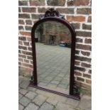 Large over mantle mahogany mirror 112 cm x 80 cm (top broken and needs reattaching)