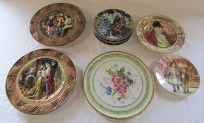 Large Limoges plate /charger D 32.5 cm signed, two Beswick Shakespeare plates, Royal Doulton 'The
