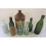 Selection of Lincolnshire glass bottles inc Stone Hills ginger beer Grimsby, Gresswell Louth, B