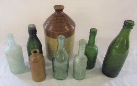 Selection of Lincolnshire glass bottles inc Stone Hills ginger beer Grimsby, Gresswell Louth, B