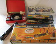 Corgi Rockets Clover leaf special, selection of vintage board games inc Careers, Go for Broke and
