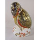 Royal Crown Derby paperweight - Kingfisher, gold stopper H 11.5 cm (no box)