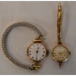 Summit ladies cocktail watch with 9ct gold case & strap & a ladies cocktail watch in a 9ct gold