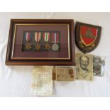 Framed set of WWII medals awarded to Captain S Openshaw - 1939-45 star, Africa star, Italy star &