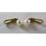 Pair of 14ct gold pearl cuff links (marked 585) total weight 2.8 g