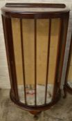 1930's bow fronted display cabinet Ht 114cm W 59cm