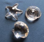 Set of 3 boxed Swarovski crystal ornaments - starfish (679350), seashell (880693) and scallop (