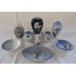 Selection of Royal Copenhagen and B&G flower vases and dishes