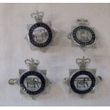 4 UK Police cap badges inc Thames Valley, Gwent & Leicester and Rutland