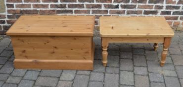 Pine blanket box and coffee table