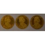 3 Austrian 1915 22ct gold 4 Ducat coins each 14g (42g total)