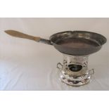 Silver plated flambe burner H 19.5 cm and pan